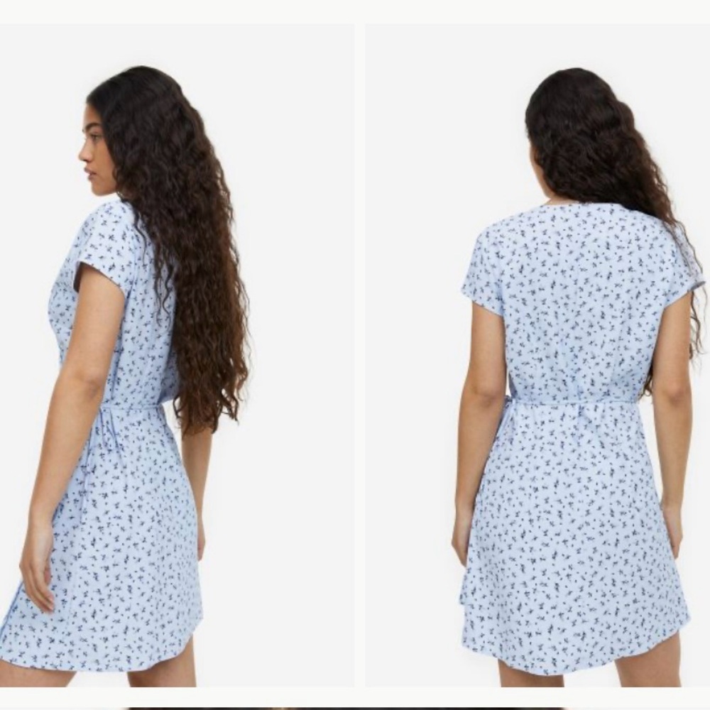 NWOT- H&M Crêpe Wrap Light Blue
Floral Dress Small - Picture 3 of 11